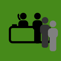 drukte aan de balie receptie